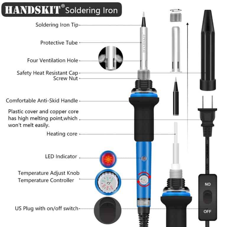 Fer à Souder Sans Fil HANDSKIT - 3 Températures Réglables 300-450°C - Autonomie 2600mAh Avec LED - Idéal Électronique Soudeur Laser