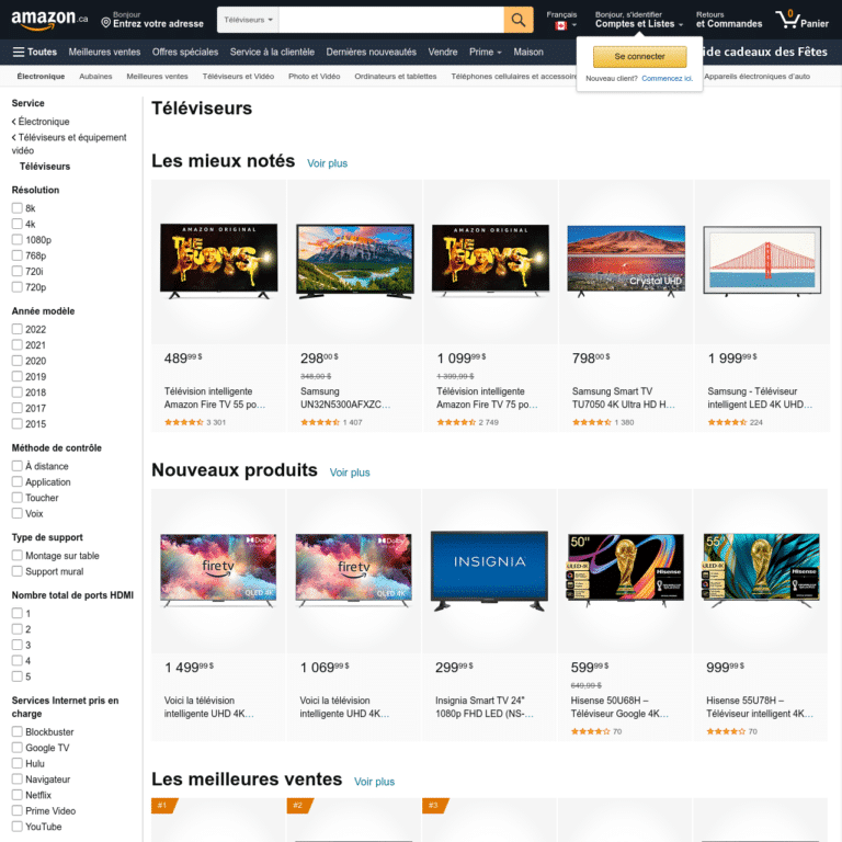 Amazon.ca _ Téléviseurs - Téléviseurs et équipement vidéo _ Électronique