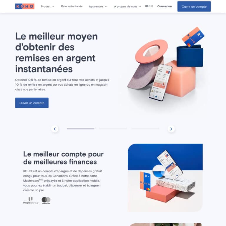 KOHO _ Mastercard prépayée rechargeable _ Zéro frais et remise en argent instantanée