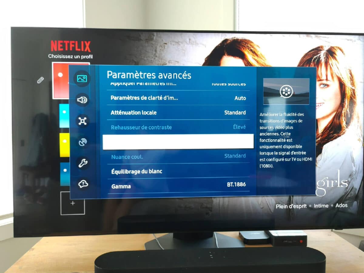 mode film réglage tv