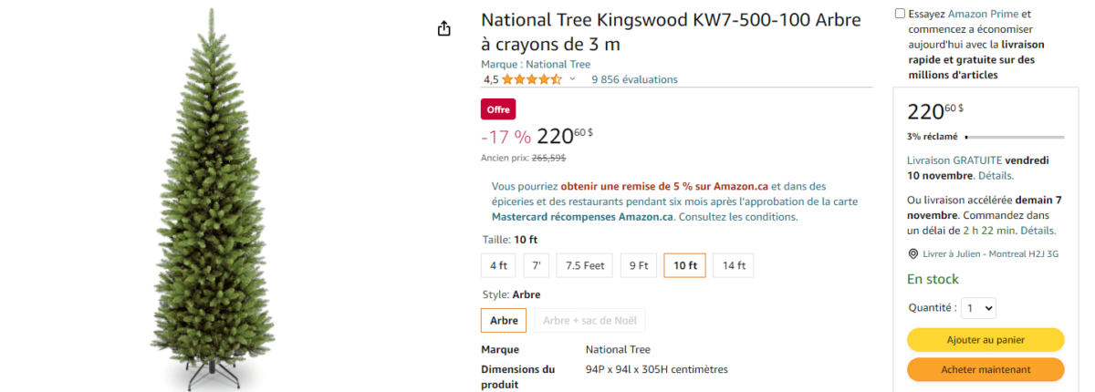 National Tree Kingswood KW7-500-100 Arbre à crayons de 3 m _ Amazon.ca_ Mai.. 2023-11-06 at 12.35.31 PM