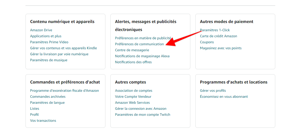 amazon - notifications par courriel
