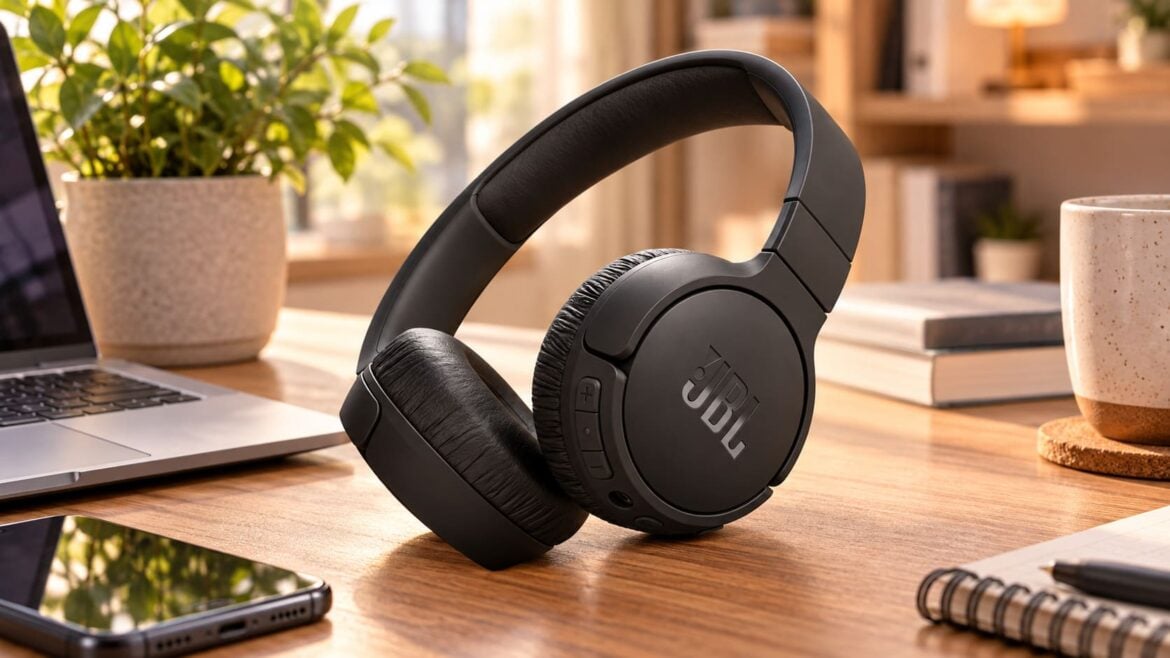 Casque JBL sur bureau ensoleillé